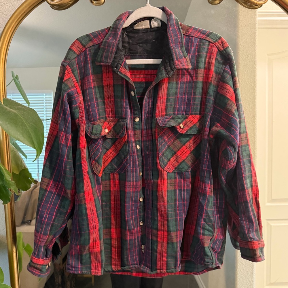 Field & Stream Red and Green Plaid Shirt